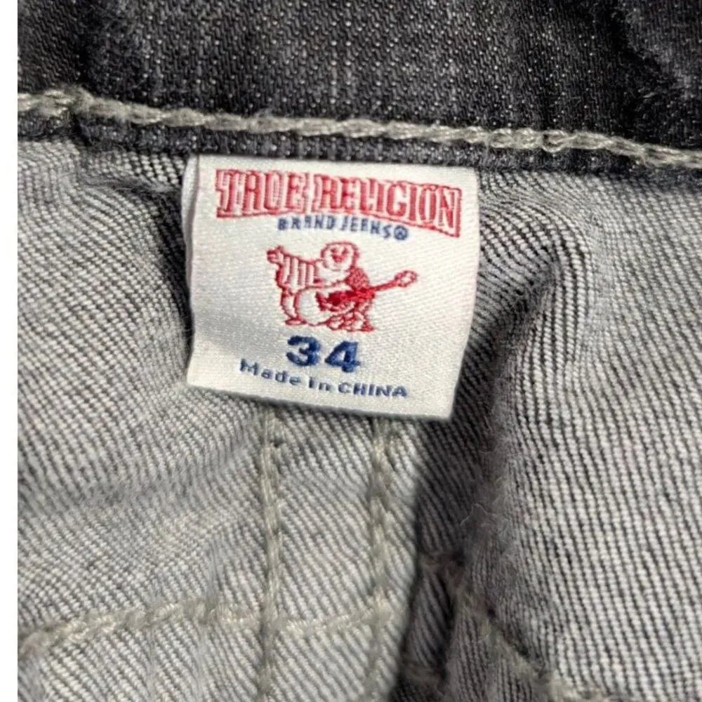 True Religion Black Section Skinny Old Multi Jeans 34 Y2K Grunge Acid Wash